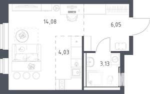Студия квартира, строящийся дом, 27м2, 3/12 этаж
