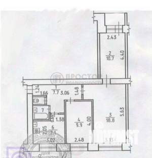 3-к квартира, вторичка, 57м2, 8/9 этаж