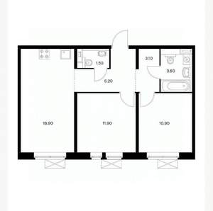 3-к квартира, вторичка, 56м2, 15/25 этаж