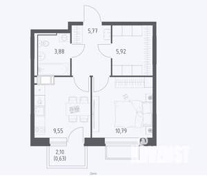 1-к квартира, вторичка, 36м2, 15/17 этаж