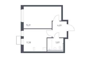 1-к квартира, строящийся дом, 35м2, 11/12 этаж