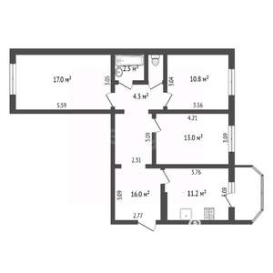 3-к квартира, вторичка, 79м2, 3/10 этаж