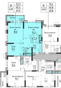 3-к квартира, вторичка, 65м2, 8/19 этаж