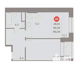 2-к квартира, вторичка, 45м2, 9/22 этаж
