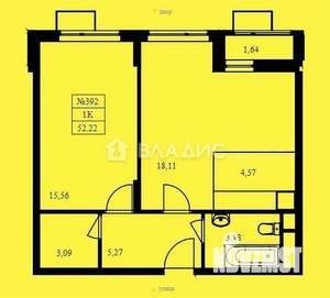 1-к квартира, вторичка, 43м2, 7/17 этаж