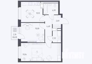 2-к квартира, сданный дом, 52м2, 14/17 этаж