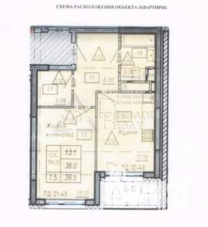 1-к квартира, вторичка, 38м2, 11/24 этаж