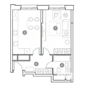 1-к квартира, сданный дом, 39м2, 21/25 этаж
