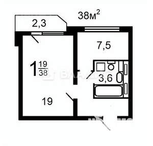 1-к квартира, вторичка, 38м2, 16/17 этаж
