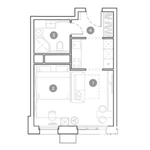 2-к квартира, строящийся дом, 29м2, 22/25 этаж