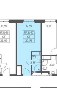 Студия квартира, вторичка, 21м2, 21/21 этаж