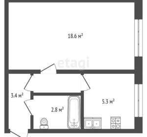 1-к квартира, вторичка, 30м2, 1/5 этаж