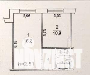 1-к квартира, вторичка, 36м2, 5/9 этаж