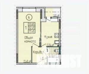 1-к квартира, вторичка, 32м2, 3/3 этаж