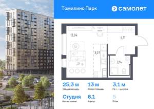Студия квартира, вторичка, 25м2, 5/17 этаж
