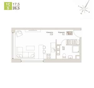 Студия квартира, строящийся дом, 27м2, 10/12 этаж