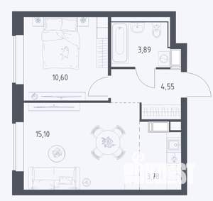 1-к квартира, вторичка, 38м2, 5/17 этаж