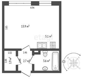Студия квартира, сданный дом, 27м2, 9/25 этаж
