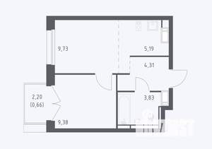 1-к квартира, сданный дом, 33м2, 16/17 этаж