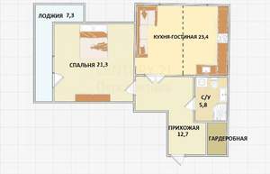 1-к квартира, вторичка, 63м2, 7/17 этаж