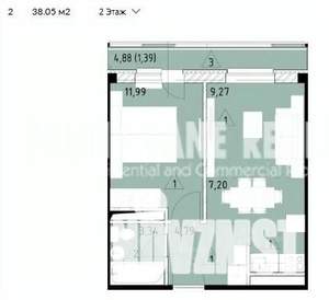 2-к квартира, строящийся дом, 38м2, 2/4 этаж