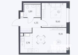 1-к квартира, вторичка, 38м2, 5/17 этаж
