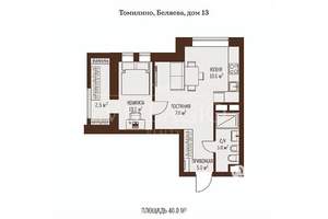 2-к квартира, вторичка, 40м2, 2/3 этаж