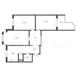3-к квартира, вторичка, 80м2, 3/14 этаж