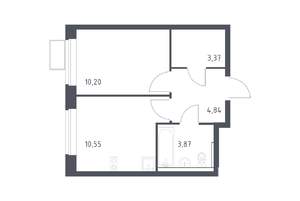 1-к квартира, строящийся дом, 33м2, 9/12 этаж