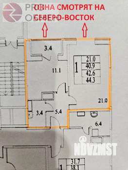 1-к квартира, вторичка, 43м2, 18/25 этаж