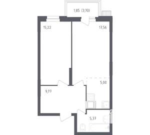 1-к квартира, вторичка, 55м2, 1/12 этаж