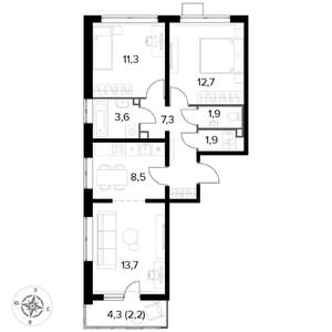 3-к квартира, вторичка, 63м2, 5/24 этаж