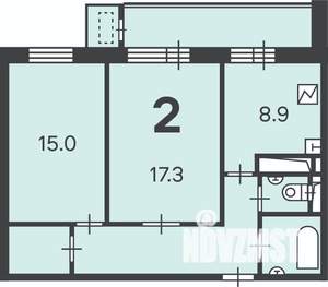 2-к квартира, вторичка, 59м2, 21/21 этаж