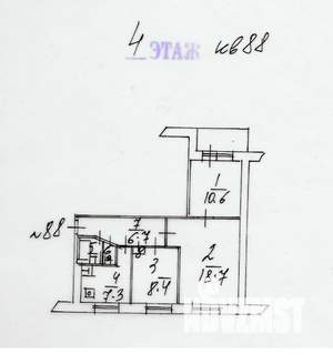 3-к квартира, вторичка, 55м2, 4/9 этаж