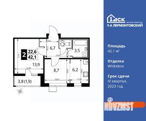 2-к квартира, вторичка, 42м2, 25/25 этаж