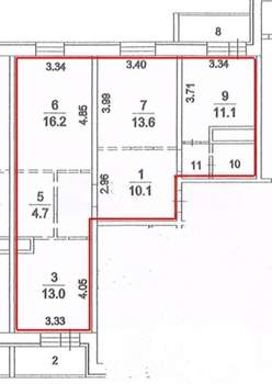 3-к квартира, вторичка, 79м2, 21/22 этаж