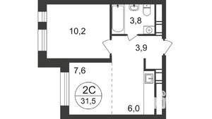 2-к квартира, строящийся дом, 32м2, 2/17 этаж