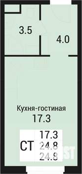 Студия квартира, вторичка, 25м2, 1/5 этаж