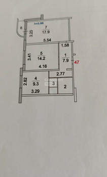 2-к квартира, вторичка, 54м2, 15/15 этаж