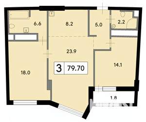 3-к квартира, вторичка, 80м2, 5/9 этаж