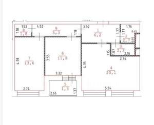 3-к квартира, вторичка, 64м2, 3/25 этаж