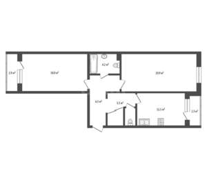 2-к квартира, вторичка, 64м2, 9/23 этаж