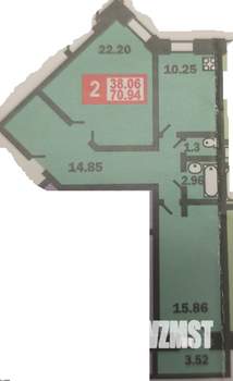 2-к квартира, вторичка, 71м2, 12/17 этаж