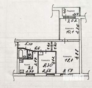 3-к квартира, вторичка, 54м2, 3/9 этаж