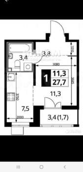 1-к квартира, вторичка, 28м2, 6/24 этаж