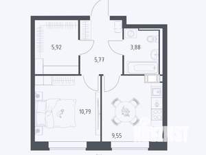 1-к квартира, сданный дом, 36м2, 13/17 этаж