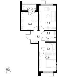 2-к квартира, вторичка, 59м2, 5/24 этаж