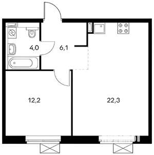 1-к квартира, вторичка, 44м2, 10/25 этаж