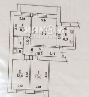 4-к квартира, вторичка, 73м2, 8/9 этаж
