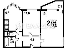 2-к квартира, вторичка, 51м2, 8/17 этаж